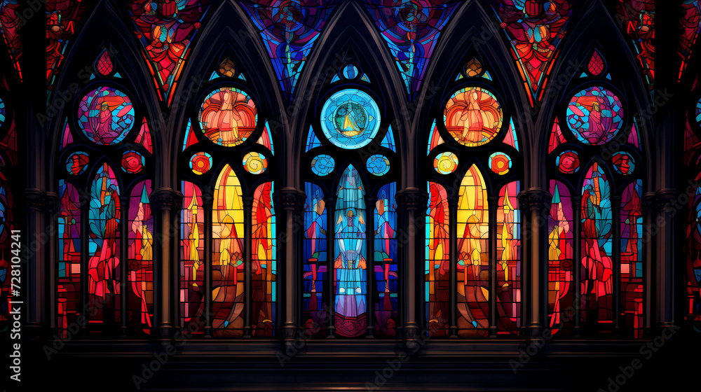 Gothic Elegance: Intricate Stained Glass and Moody Hues