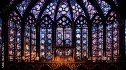 Gothic Elegance: Intricate Stained Glass and Moody Hues