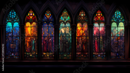 Gothic Elegance: Intricate Stained Glass and Moody Hues photo
