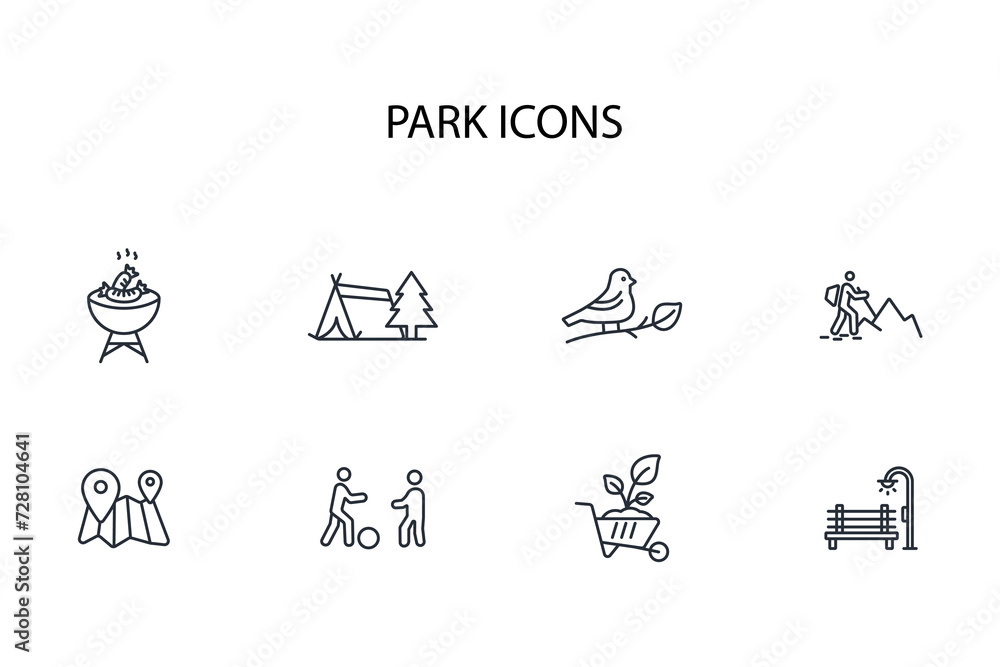 park icon set.vector.Editable stroke.linear style sign for use web design,logo.Symbol illustration. park icon set.vector.Editable stroke.linear style sign for use web design,logo.Symbol illustration.