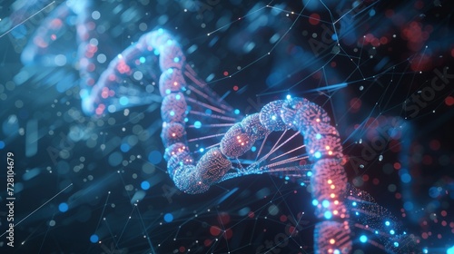 Genome and Blockchain concept, storing data in DNA sequences, bioinformatics, biotechnology concept 3d rendering