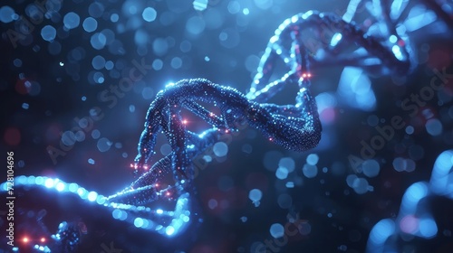 Genome and Blockchain concept, storing data in DNA sequences, bioinformatics, biotechnology concept 3d rendering