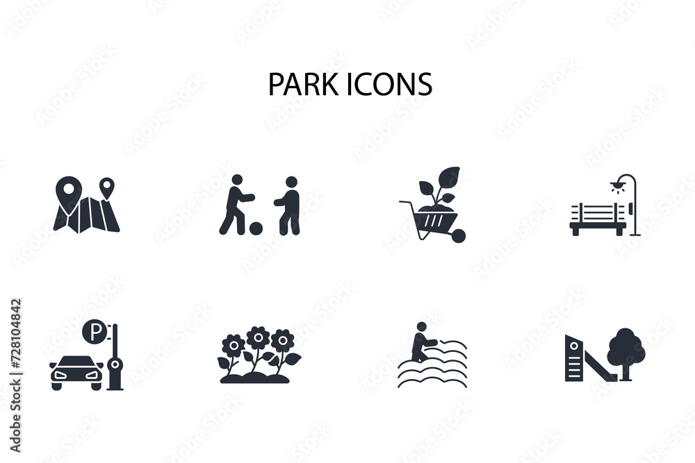 park icon set.vector.Editable stroke.linear style sign for use web design,logo.Symbol illustration. park icon set.vector.Editable stroke.linear style sign for use web design,logo.Symbol illustration.