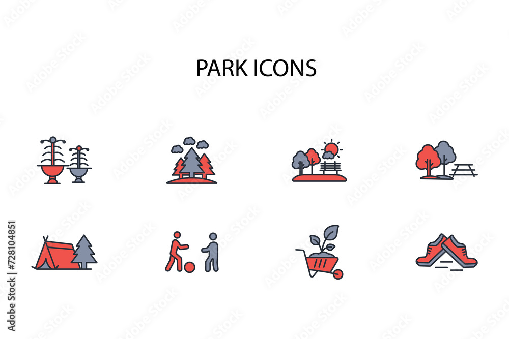 park icon set.vector.Editable stroke.linear style sign for use web design,logo.Symbol illustration. park icon set.vector.Editable stroke.linear style sign for use web design,logo.Symbol illustration.