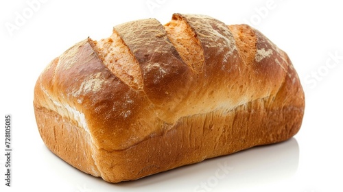 Loaf of bread isolated on white background. Whole bread.Horizontal frame.Studio