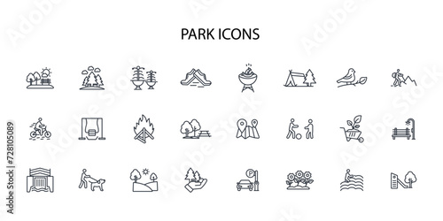 park icon set.vector.Editable stroke.linear style sign for use web design,logo.Symbol illustration.