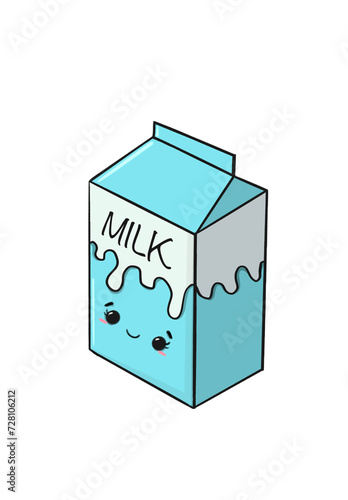 Kawaii illustration of breakfast milk cute