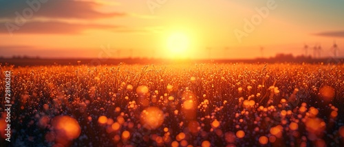 Sunset Over a Field of Grass