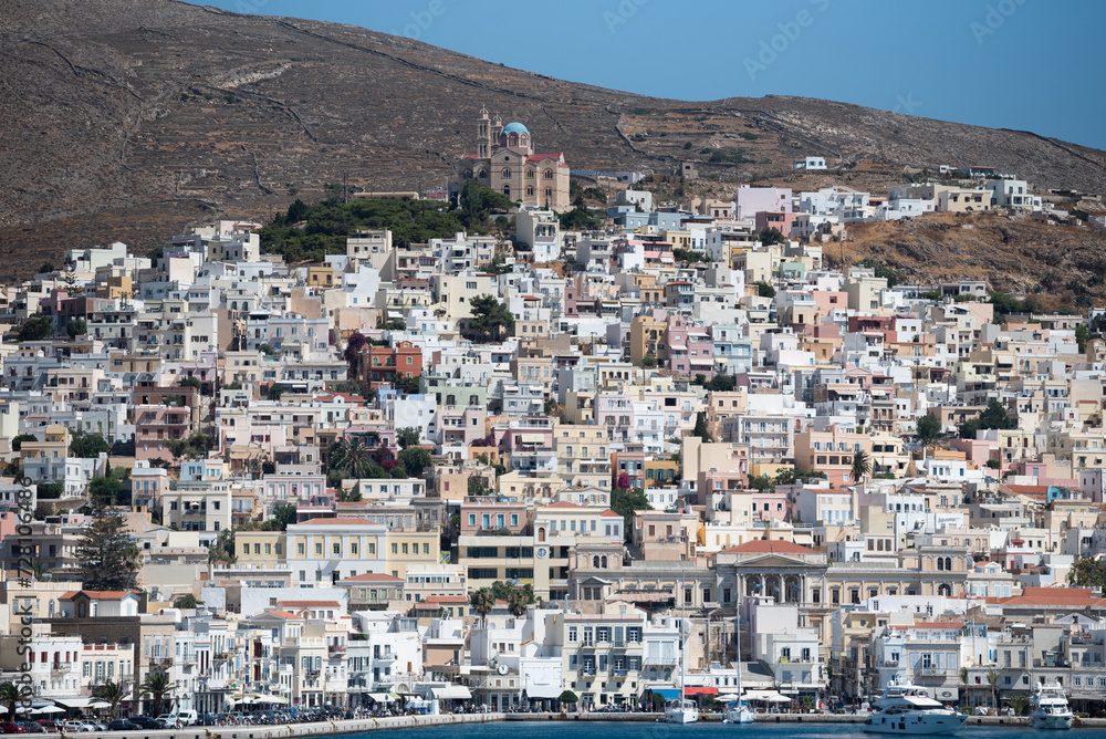 view of the city of Ermoupolis in Syros, Greece view of the city of Ermoupolis in Syros, Greece