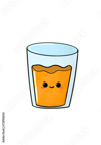 glass of orange juice kawaii illustration breakfast sticker 
