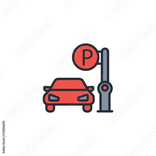 Parking icon. vector.Editable stroke.linear style sign for use web design,logo.Symbol illustration.