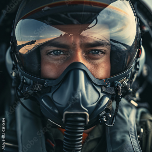 Air Force pilot face aircraft.