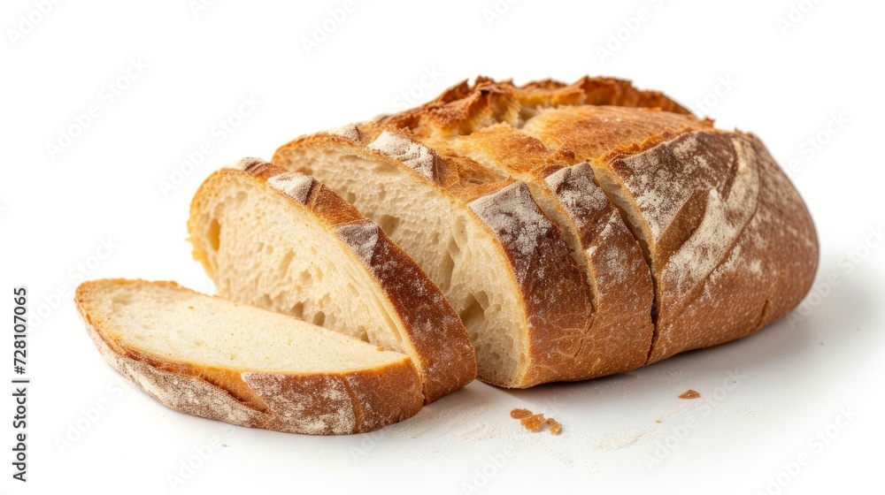Sliced Sourdough Bread isolated on white background, homemade bakery concept Sliced Sourdough Bread isolated on white background, homemade bakery concept
