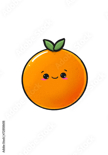 orange fruit kawaii illustration cute breakfast