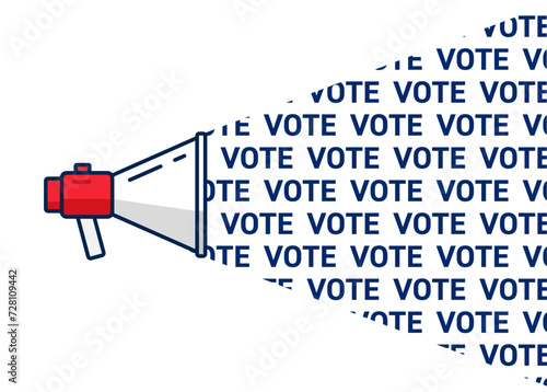 American presidential elections campaign illustration. Loudspeaker with voting agitation message.