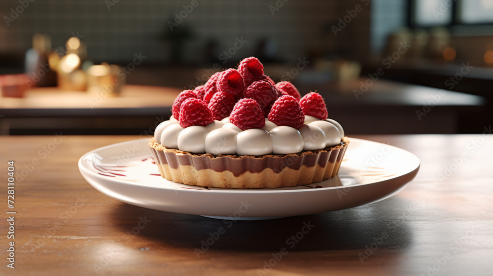 Tartlets flat edge raspberry chocolate cream