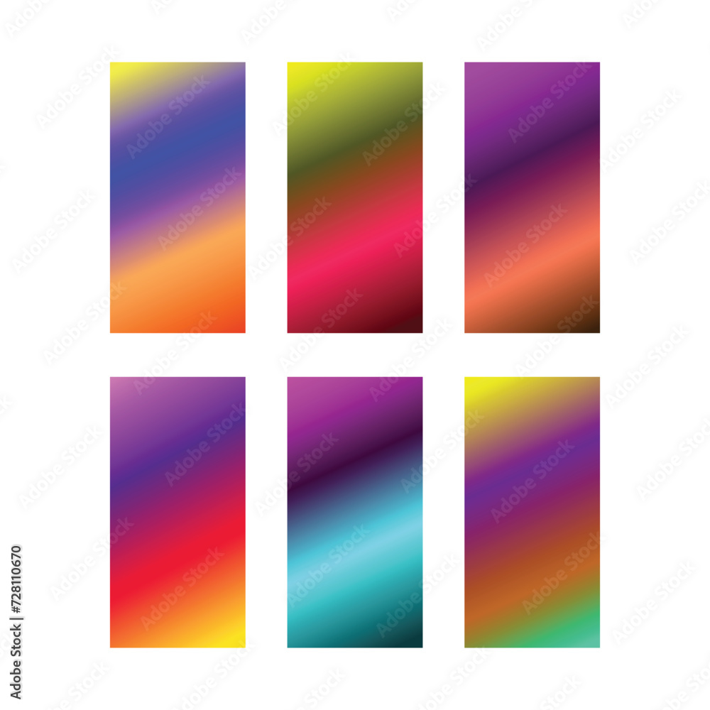 Set of colorful gradient background screen minimal illustration