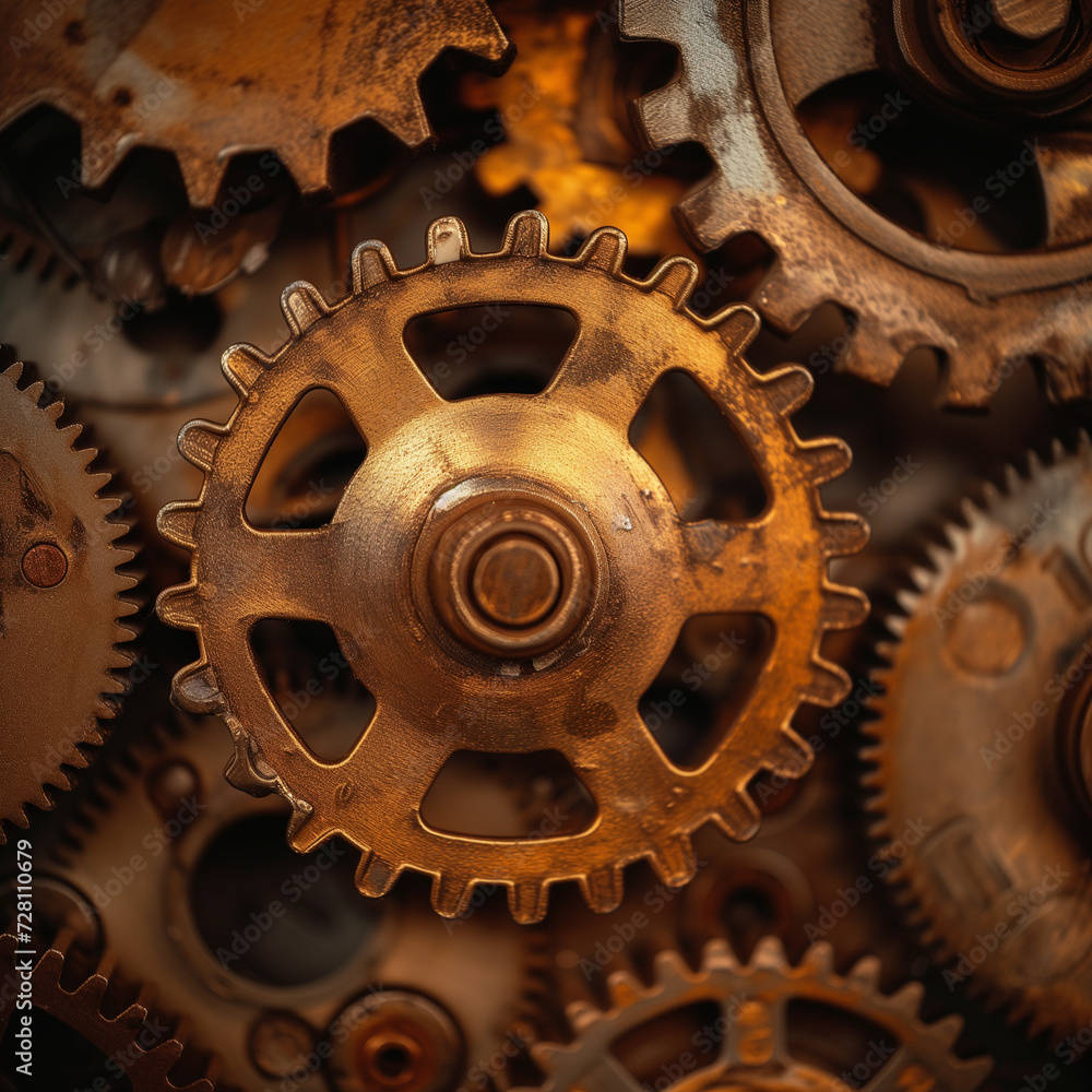 Steampunk Inspiration with Gears and Cogs in Close-Up Steampunk Inspiration with Gears and Cogs in Close-Up