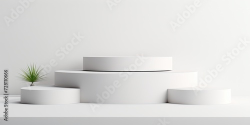 White podium on white background, minimal concept for product presentation.