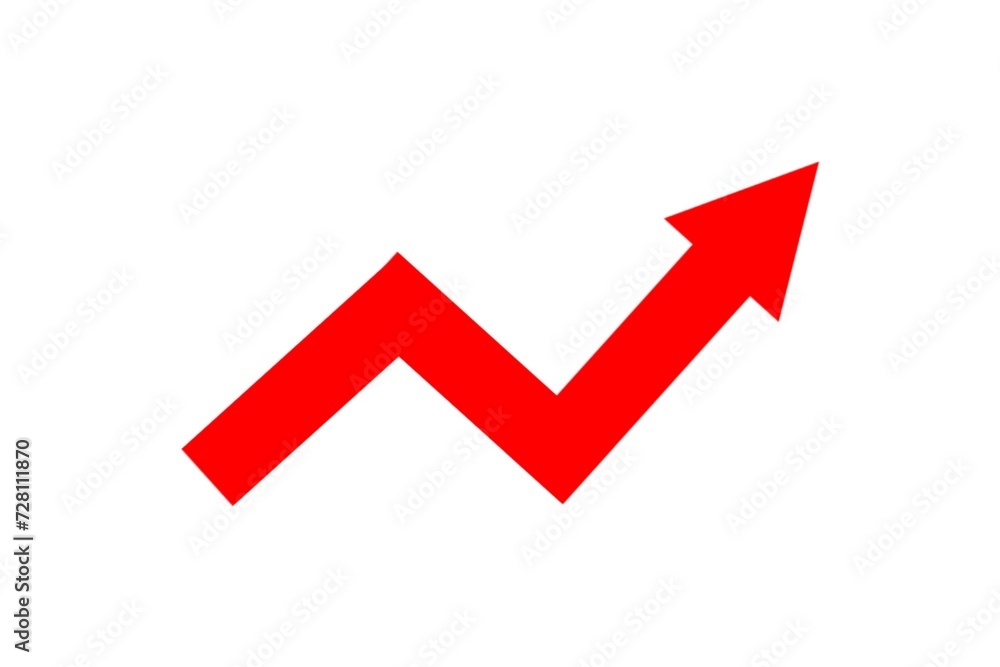 Growing business red arrow on white background. Business concept, growing chart. Concept of sales symbol icon with arrow moving up. Economic Arrow With Growing Trend. Illustration design. Growing business red arrow on white background. Business concept, growing chart. Concept of sales symbol icon with arrow moving up. Economic Arrow With Growing Trend. Illustration design.