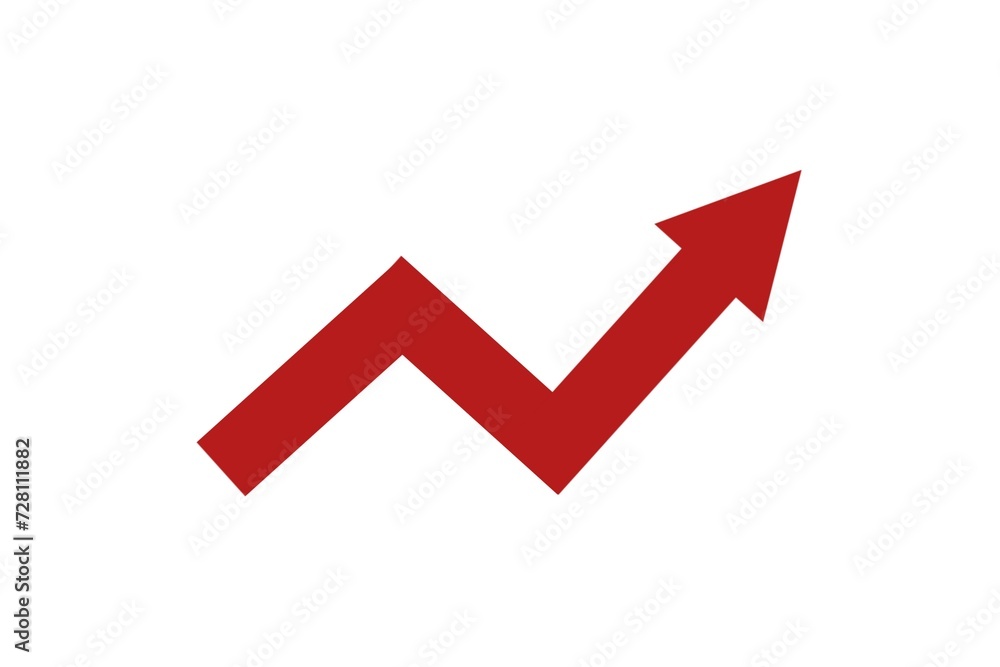 Growing business red arrow on white background. Business concept, growing chart. Concept of sales symbol icon with arrow moving up. Economic Arrow With Growing Trend. Flat design. Growing business red arrow on white background. Business concept, growing chart. Concept of sales symbol icon with arrow moving up. Economic Arrow With Growing Trend. Flat design.