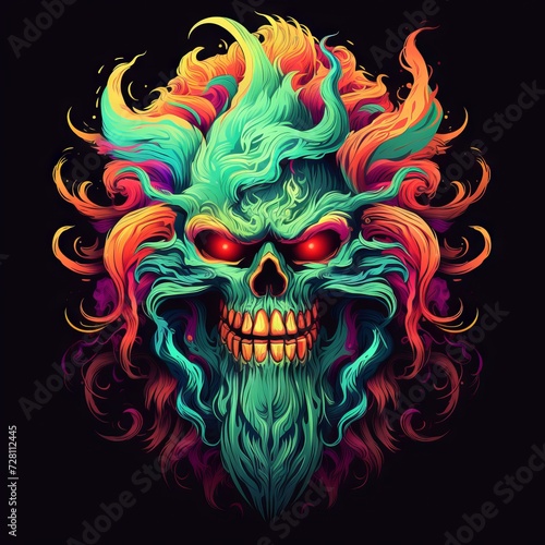 Vibrant Psychedelic Melting Skull Artwork © Franz Rainer