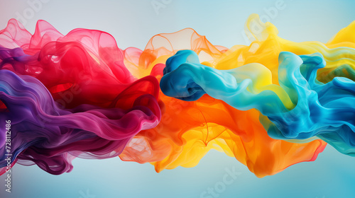 Powerful rainbow colors with liquid ink splash on background abstract