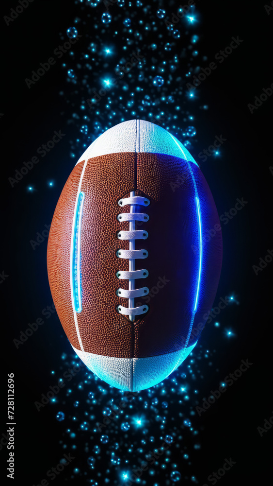 Futuristic American football ball concept, football, bioluminescent, glitch, science fiction, super bowl, state of the art Futuristic American football ball concept, football, bioluminescent, glitch, science fiction, super bowl, state of the art