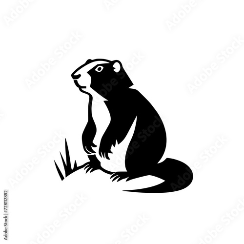 Groundhog logo icon simple vector silhouette Generative aI