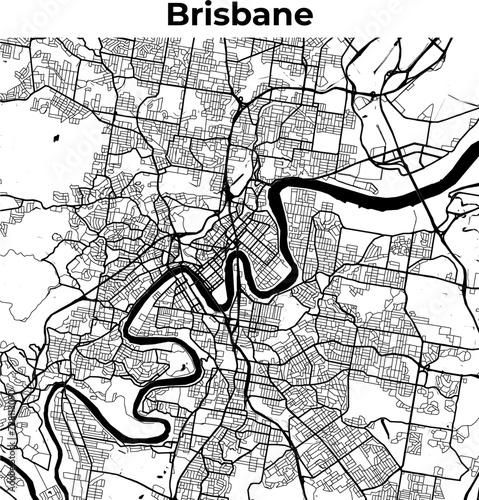 City Map of Brisbane, Cartography Map, Street Layout Map