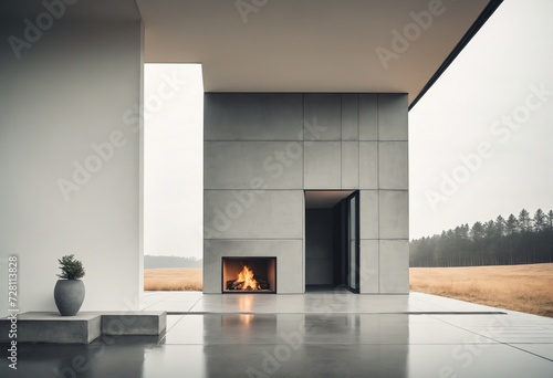 Contemporary Living Space with Elegant Open Fireplace