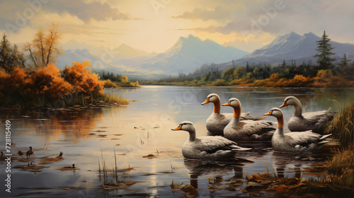  ducks on the lake