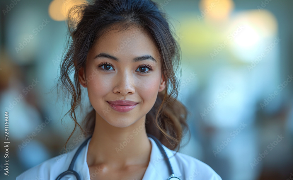 Healthcare hero, an Asian doctor in a clinical setting, represents the pinnacle of pharmaceutical care and medical expertise in a hospital scenario..