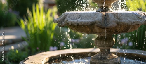 Close-up Sectional View of Country Style Fountain