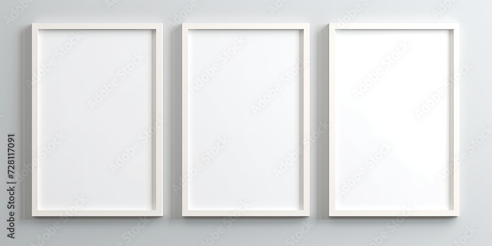 Four square frames with passe-partout on a white wall. Wooden frame and poster mockup. Modern, minimal and clean design. Empty frame for indoor use, suitable for displaying text or a product. Four square frames with passe-partout on a white wall. Wooden frame and poster mockup. Modern, minimal and clean design. Empty frame for indoor use, suitable for displaying text or a product.