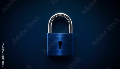 Digital padlock for computing system on dark blue background, cyber security technology for fraud prevention and privacy data network protection concept created with generative ai