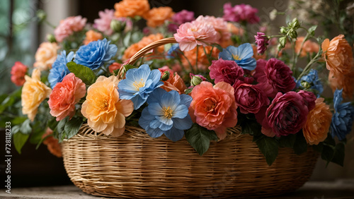 bouquet of flowers in basket