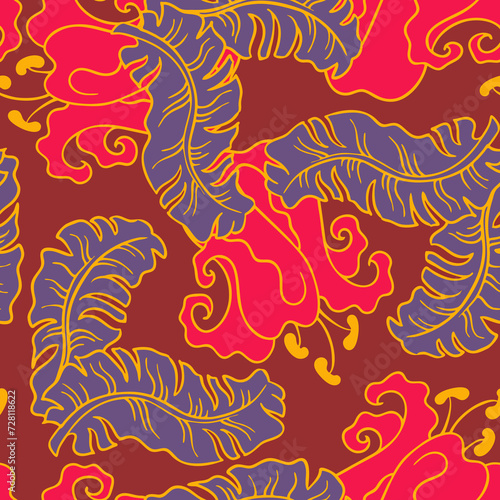 Banana plant leaves pattern for textile design  fabric print  wallpaper  digital paper. Palm tree leaf background  jungle vintage style  hand drawn illustration for spa salon  cafe  hotel decoration.