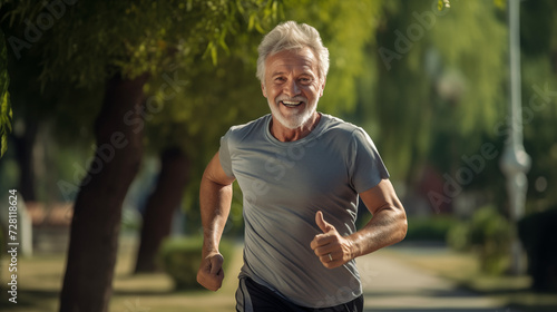 Homem idoso fazendo exercícios físicos photo