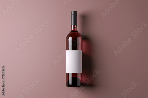Red wine bottle and glass, mock up
