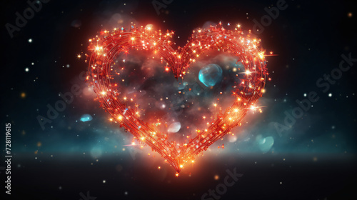 glowing heart with stars