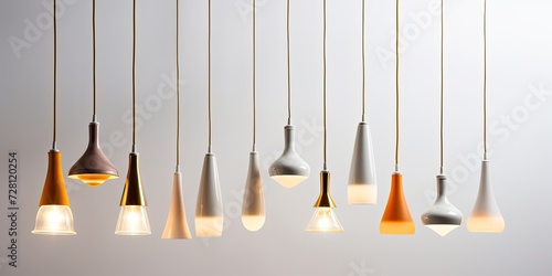 Contemporary hanging lamps on white backdrop