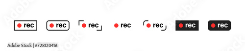 Recording sign, icon set. Vector EPS 10