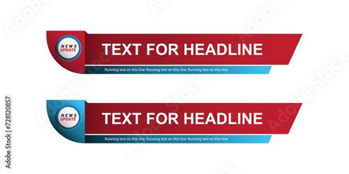 Lower third template for TV banners, bars for live news and sport channels, streaming and broadcasting. Collection of lower third for video editing isolated on white background. Vector	