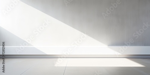 Minimalist white interior background photograph, softly-shadowed girder corners.