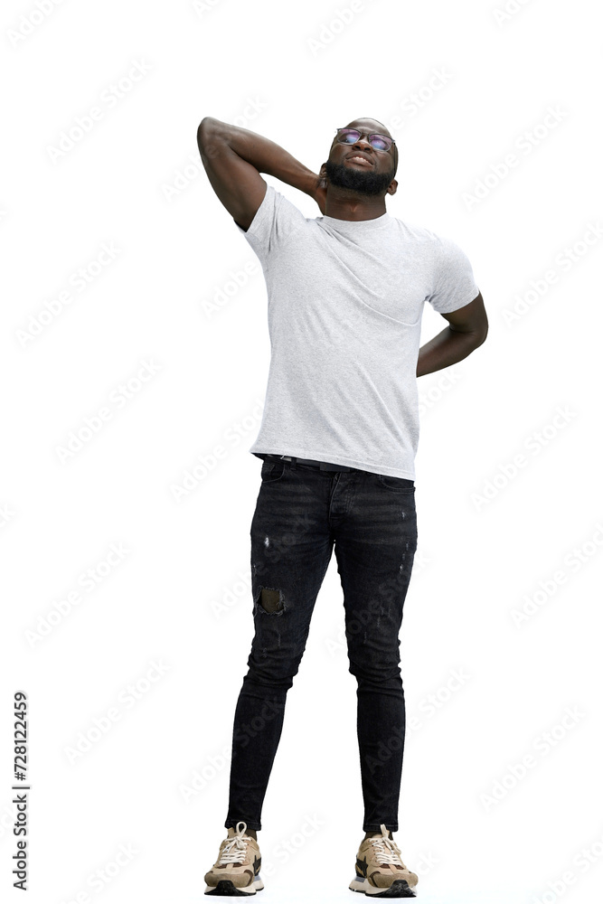A man, full-length, on a white background, warming up A man, full-length, on a white background, warming up