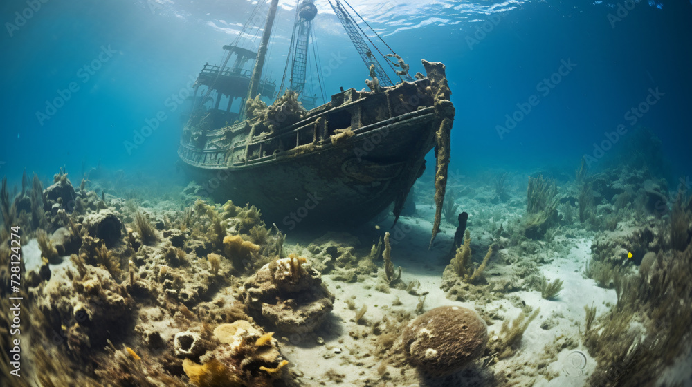 Ancient Shipwrecks and Historical Relics. - obrazy, fototapety, plakaty 