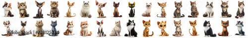 set of cute cartoon Cats in a sitting position photo