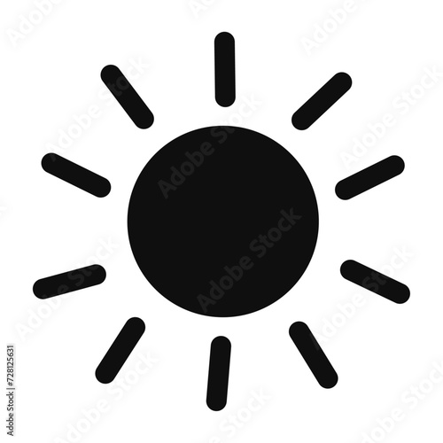 Simple sun weather black silhouette icon, pictogram. Sun silhouette vector isolated on white background photo