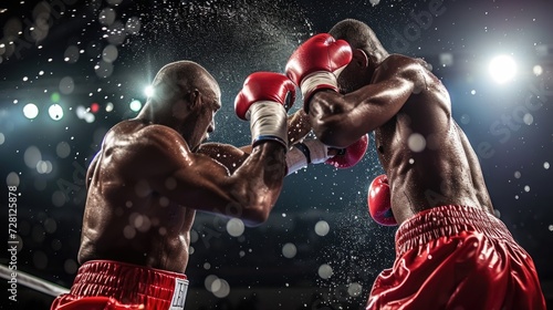Boxing. Boxing match. Two boxers compete in the ring. Martial arts. Competition. The battle. Sport